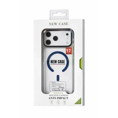 İphone 17 Pro Max  ile Uyumlu Magsafe Özellikli Kenarları Renkli Şeffaf Solo Kılıf