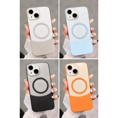 İPHONE 15 İLE UYUMLU 2 PARÇALI MAGSAFE ÖZELLİKLİ SOFT RENKLİ KONTRAST TELEFON KILIFI