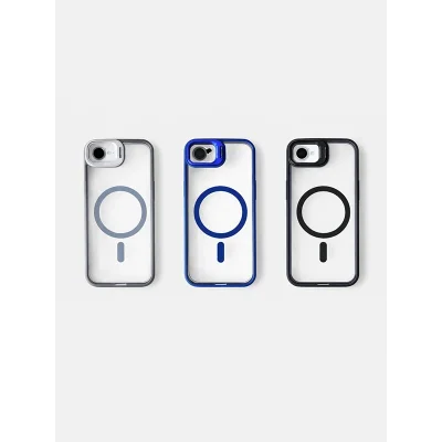 iPhone 16 E Uyumlu Kılıf Klon Stantlı + Lens Korumalı MagSafe Telefon Kılıfı