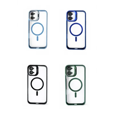 iPhone 16 Plus Uyumlu Kılıf Klon Stantlı + Lens Korumalı MagSafe Telefon Kılıfı