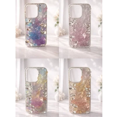 İphone 15 Pro Max ile Uyumlu Kelebek Taşlı Zarif Blur Case