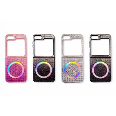 Samsung Z Flip 6 Kılıf Diamont MagSafe Hologramlı Telefon Kılıfı