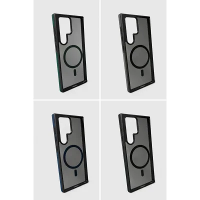 Samsung S24 Ultra ile Uyumlu Magsafe Özellikli Transparan Akrilik Telefon Kılıfı