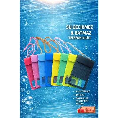 Tüm Telefon Modelleri ile Uyumlu Kilitli Su Geçirmez Batmaz Telefon Kılıfı