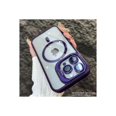 iPhone 13 Uyumlu Kılıf Klon Stantlı + Lens Korumalı MagSafe Kapak