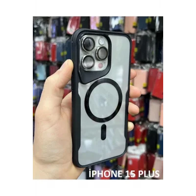İphone 15 Plus T-Max MagSafe Uyumlu Siyah Silikon Kılıf