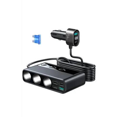 Joyroom JR-CL06 Üç Soketli 5in1 154W Araç Şarj Adaptörü PD+QC3.0+USB*4