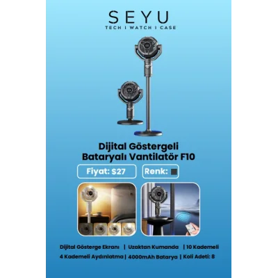 Seyü Dijital Göstergelı Bataryalı Vantilatör