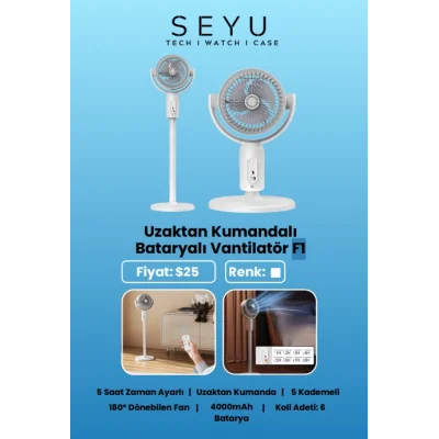 Seyü Uzaktan Kumandalı Bataryalı Vantilatör