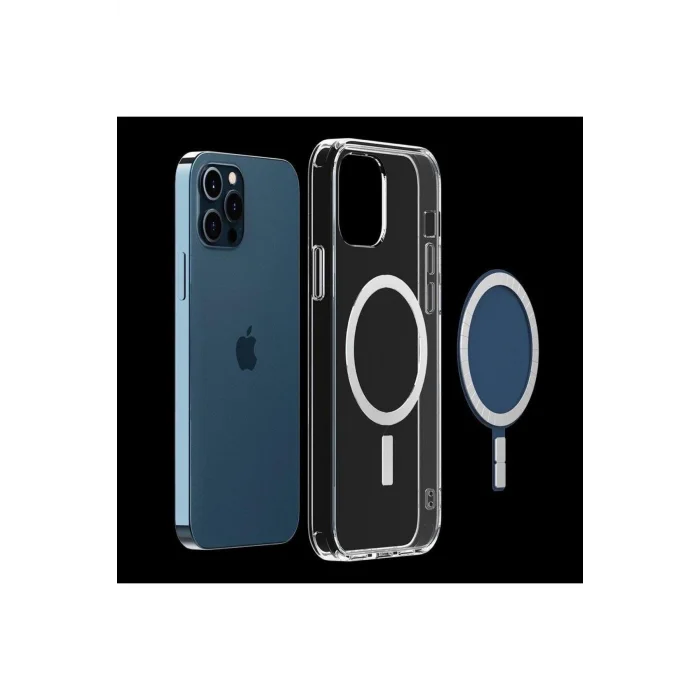 Iphone 12 Pro Max Dayanıklı Manyetik Şeffaf Kılıf (MAGSAFE UYUMLU)
