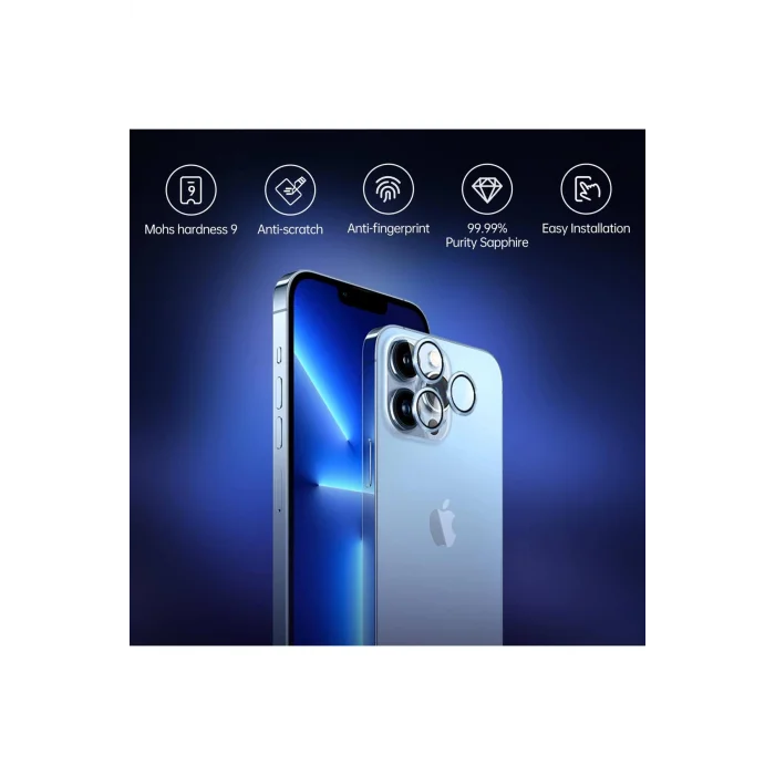 iPhone 16 Ve 16 Plus Lens Koruyucu Sapphire Çizilmeye Karşı Dayanıklı Safir Kamera Lens Koruyucu Gri