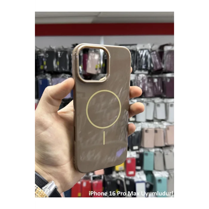 İphone 16 Pro Max Uyumlu Premium Özel Seri Magsafe Think Kılıf Bronz