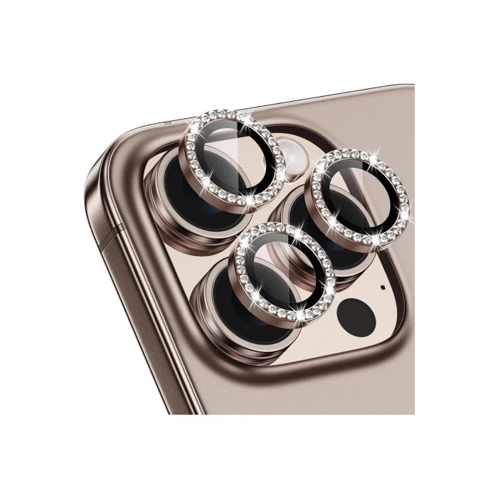 İphone 16 Pro Max & 16 Pro Uyumlu Taşlı Kamera Koruyucu Premium Görünüm ve Kalite Netliği Ko