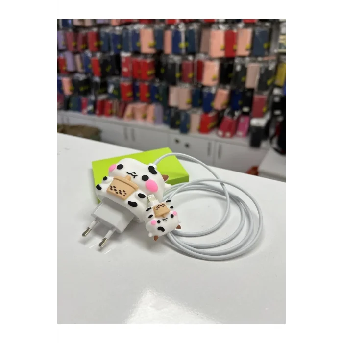 Şarj Aleti Adaptör Ve Kablo Koruyucu Figürlü