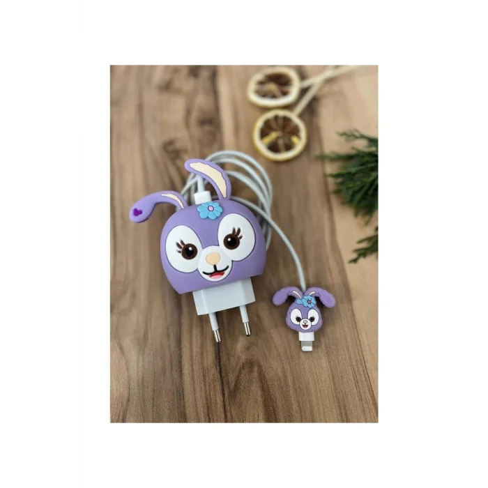 Şarj Aleti Adaptör Ve Kablo Koruyucu Figürlü