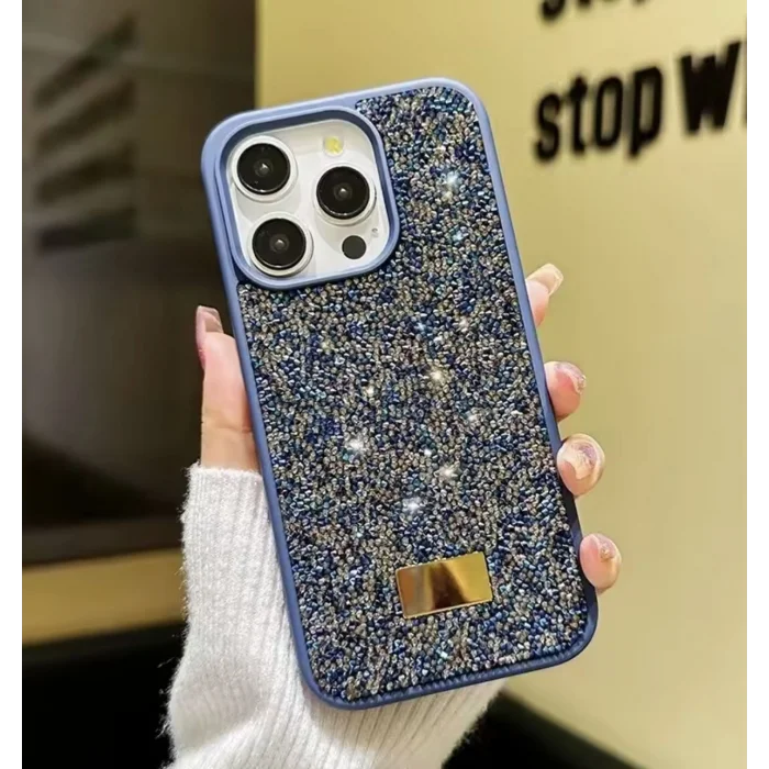 İphone 16 Pro Max İle Uyumlu İnce Parlak Taşlı Premium Sw Telefon Kılıfı