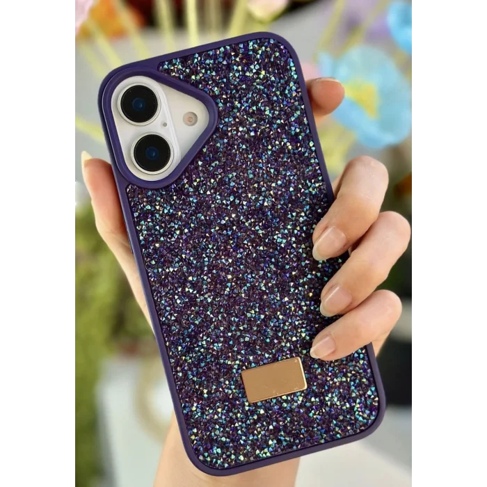 İphone 16 İle Uyumlu İnce Parlak Taşlı Premium Sw Telefon Kılıfı