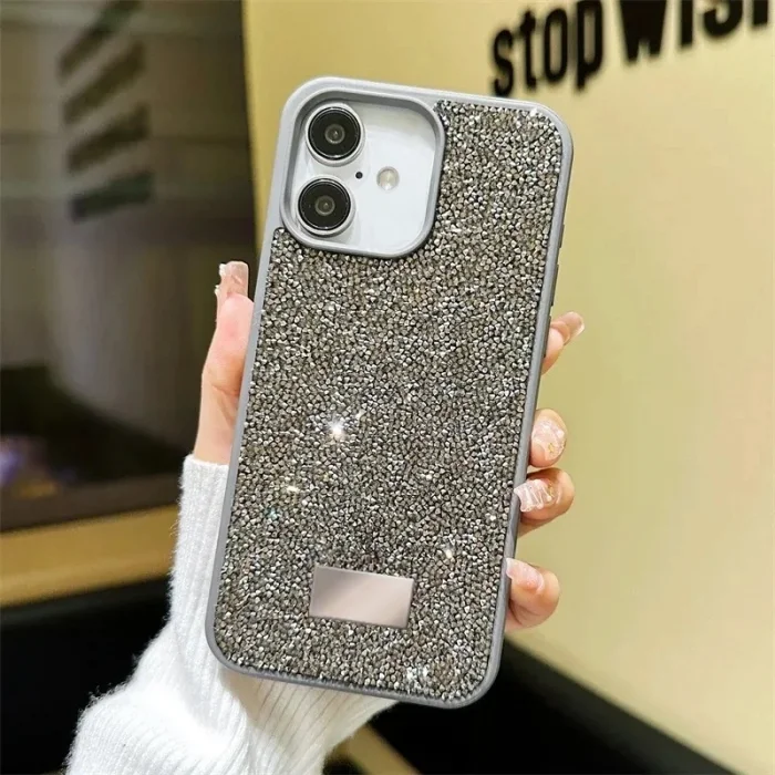 İphone 12 İle Uyumlu İnce Parlak Taşlı Premium Sw Telefon Kılıfı