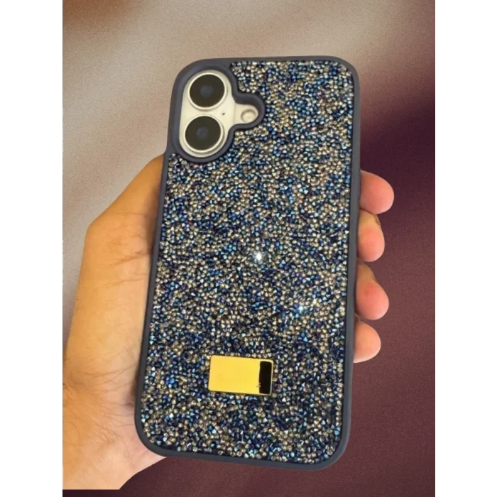 İphone 16 PLUS İle Uyumlu İnce Parlak Taşlı Premium Sw Telefon Kılıfı