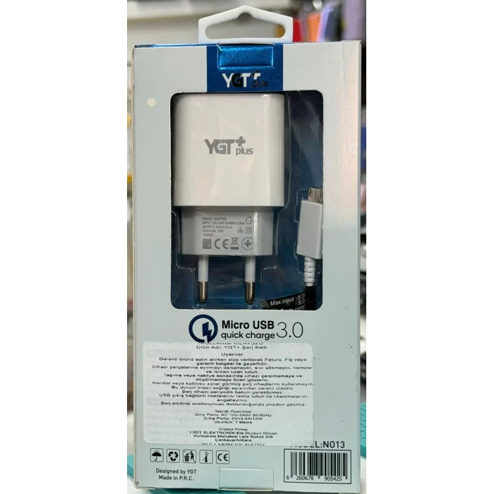 YGT+Mİ9 QUİCK3,0 15W MİKRO ŞARJ ALETİ