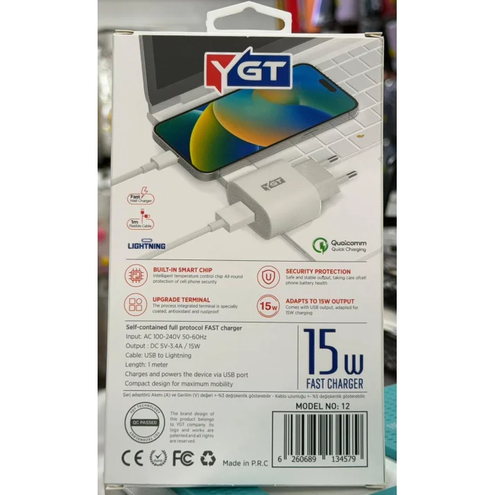 YGT+ 15W İPHONE ŞARJ ALETİ KABLO SET