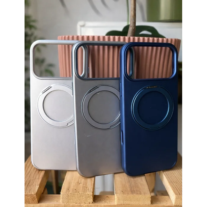 İphone 17 Pro Max ile Uyumlu Stant Olabilen Magsafe Özellikli Titan Telefon Kılıfı