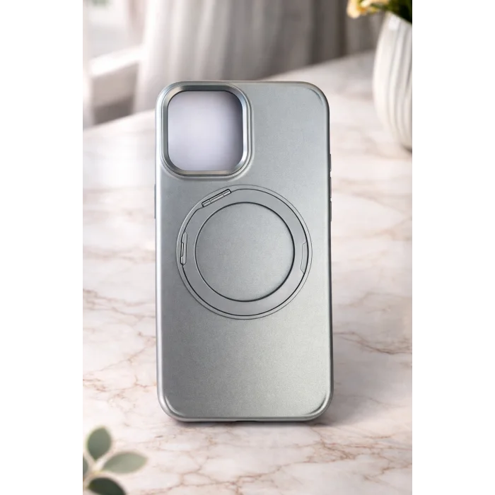 İphone 16 Pro ile Uyumlu Stant Olabilen Magsafe Özellikli Titan Telefon Kılıfı