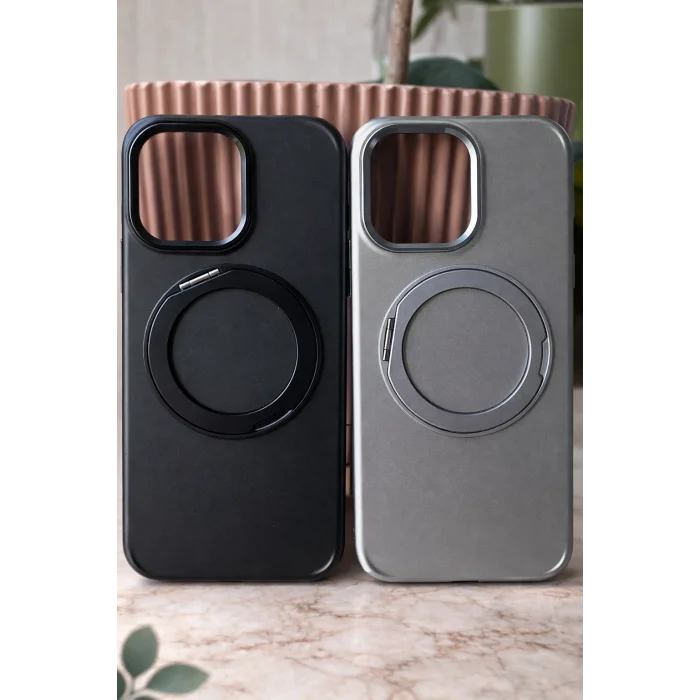 İphone 16 Pro ile Uyumlu Stant Olabilen Magsafe Özellikli Titan Telefon Kılıfı