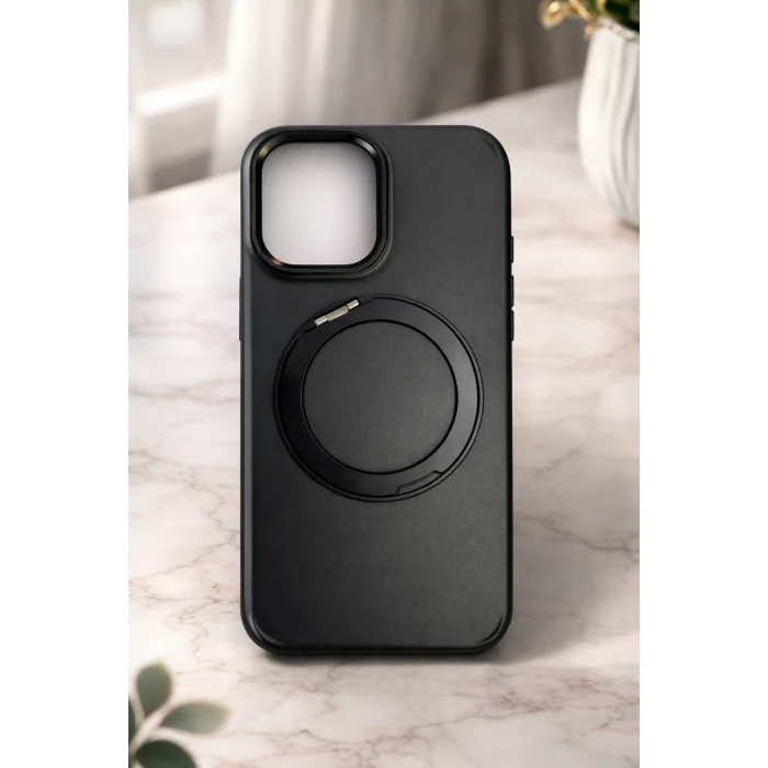 İphone 15 ile Uyumlu Stant Olabilen Magsafe Özellikli Titan Telefon Kılıfı