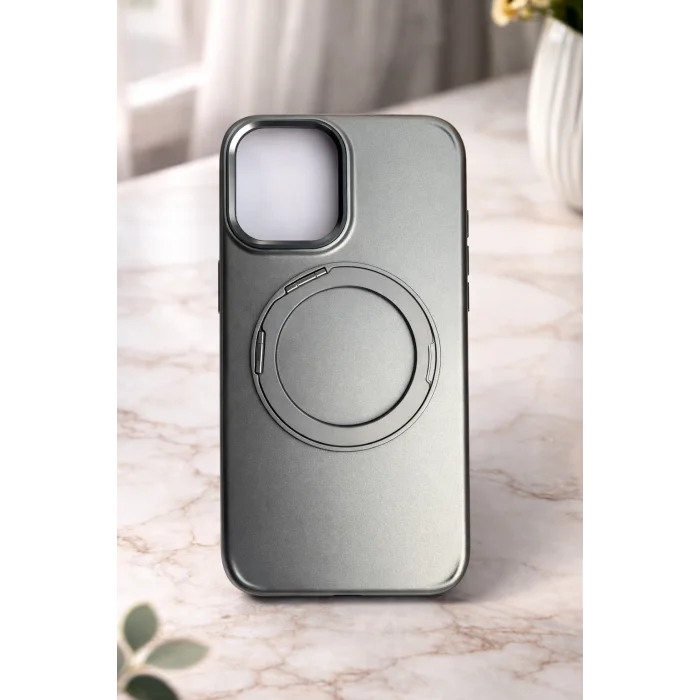 İphone 15 ile Uyumlu Stant Olabilen Magsafe Özellikli Titan Telefon Kılıfı