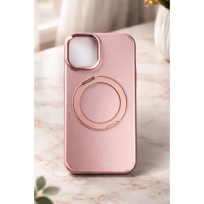 İphone 15 ile Uyumlu Stant Olabilen Magsafe Özellikli Titan Telefon Kılıfı