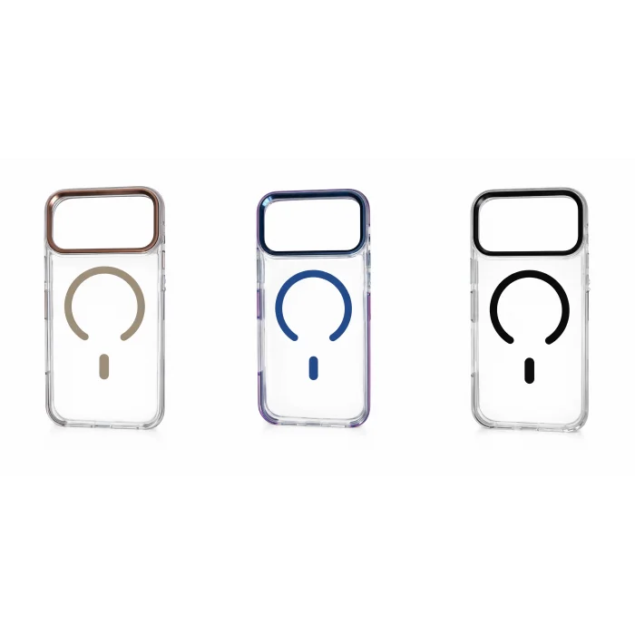 İphone 17 Pro ile Uyumlu Magsafe Özellikli Kenarları Renkli Şeffaf Solo Kılıf