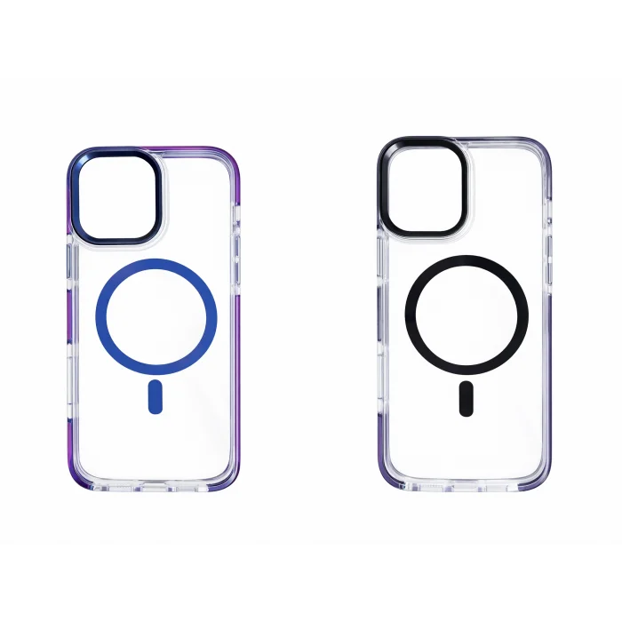 İphone 17 ile Uyumlu Magsafe Özellikli Kenarları Renkli Şeffaf Solo Kılıf