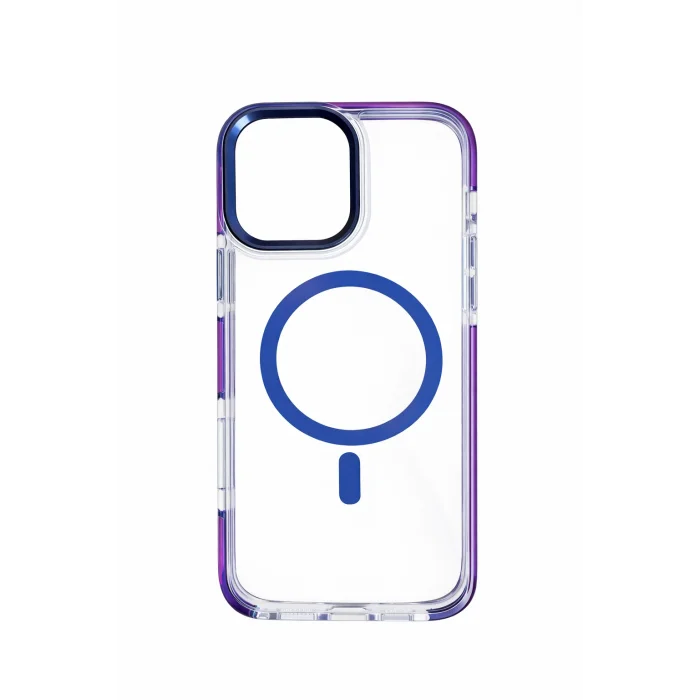 İphone 17 ile Uyumlu Magsafe Özellikli Kenarları Renkli Şeffaf Solo Kılıf