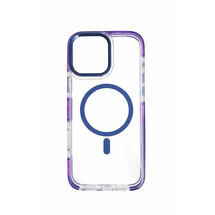 İphone 16 Pro Max ile Uyumlu Magsafe Özellikli Kenarları Renkli Şeffaf Solo Kılıf