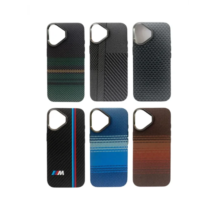 İphone 17 ile Uyumlu Magsafe Özellikli Karışık Desenli Renkli Carbon Premium Kılıf