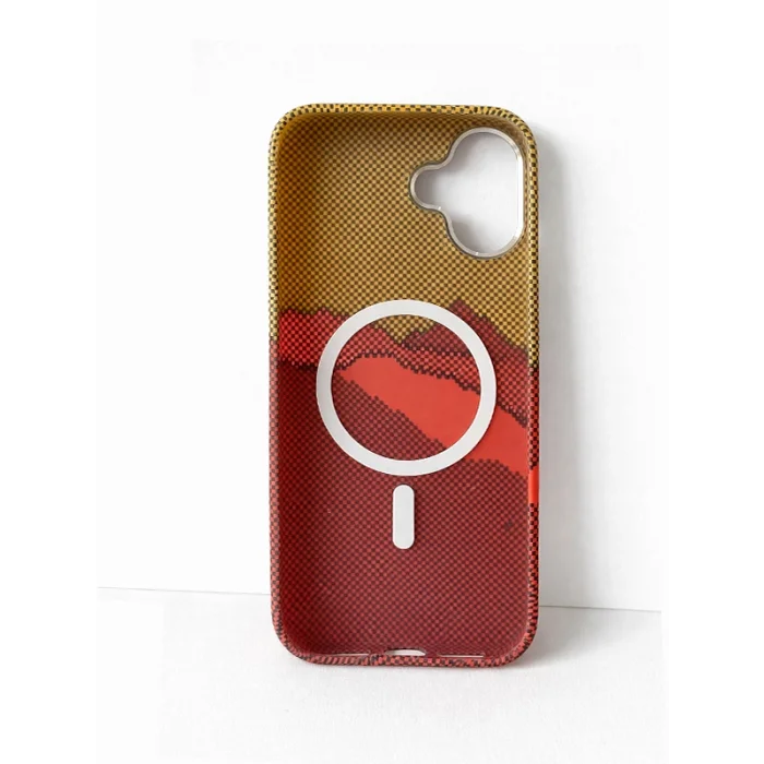 İphone 16 Plus ile Uyumlu Magsafe Özellikli Karışık Desenli Renkli Carbon Premium Kılıf