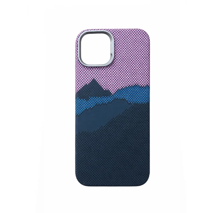 İphone 15 ile Uyumlu Magsafe Özellikli Karışık Desenli Renkli Carbon Premium Kılıf