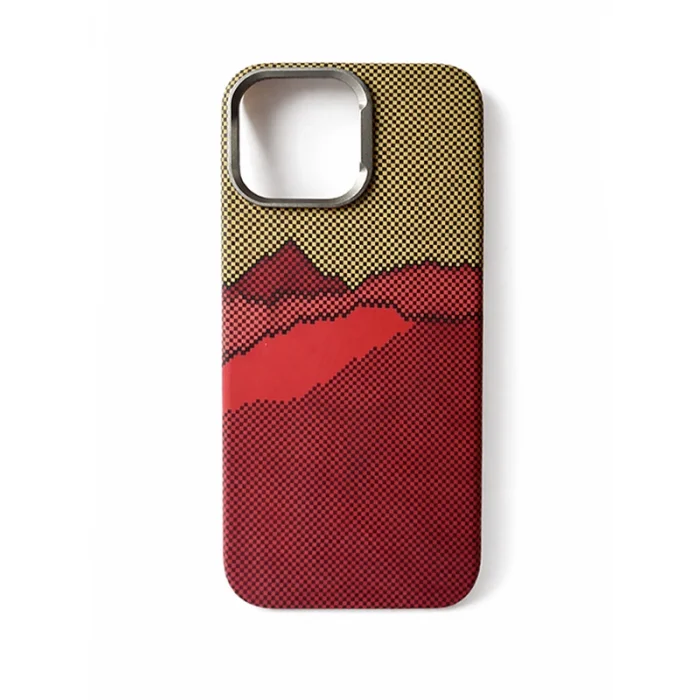 İphone 15 Pro Max ile Uyumlu Magsafe Özellikli Karışık Desenli Renkli Carbon Premium Kılıf