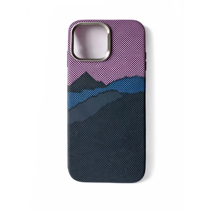 İphone 15 Pro Max ile Uyumlu Magsafe Özellikli Karışık Desenli Renkli Carbon Premium Kılıf