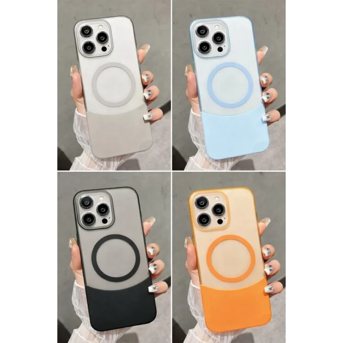 İPHONE 15 PRO İLE UYUMLU 2 PARÇALI MAGSAFE ÖZELLİKLİ SOFT RENKLİ KONTRAST TELEFON KILIFI