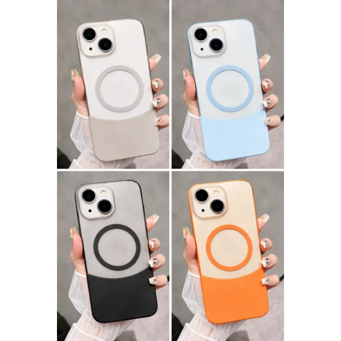 İPHONE 15 PLUS İLE UYUMLU 2 PARÇALI MAGSAFE ÖZELLİKLİ SOFT RENKLİ KONTRAST TELEFON KILIFI