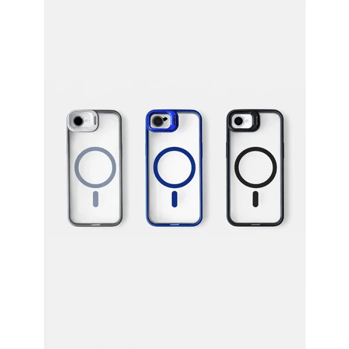 iPhone 16 E Uyumlu Kılıf Klon Stantlı + Lens Korumalı MagSafe Telefon Kılıfı