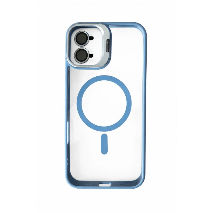 iPhone 16 Plus Uyumlu Kılıf Klon Stantlı + Lens Korumalı MagSafe Telefon Kılıfı