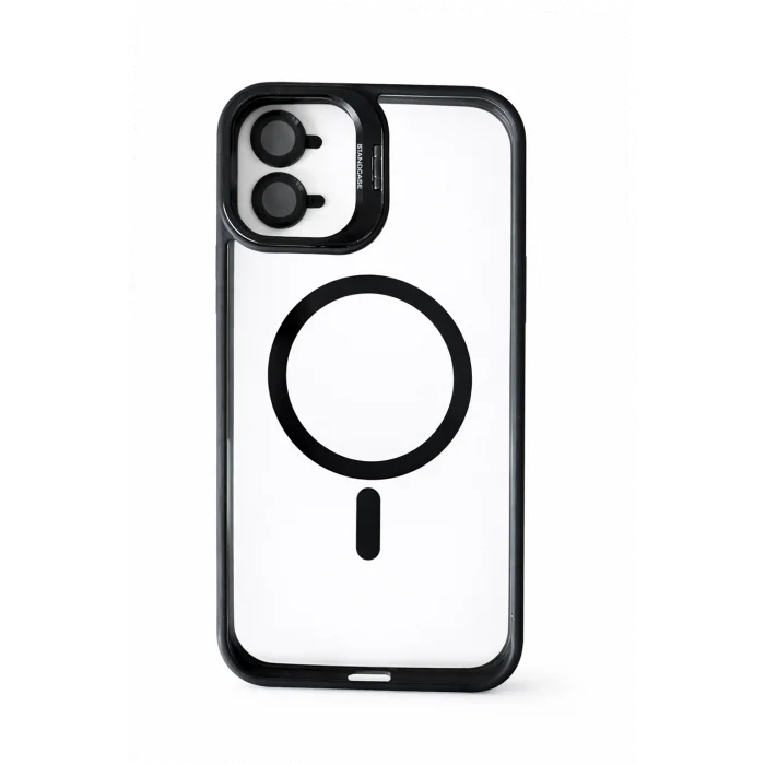 iPhone 16 Uyumlu Kılıf Klon Stantlı + Lens Korumalı MagSafe Telefon Kılıfı