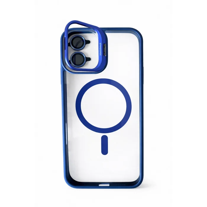 iPhone 16 Uyumlu Kılıf Klon Stantlı + Lens Korumalı MagSafe Telefon Kılıfı
