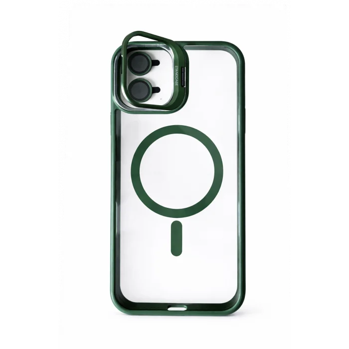 iPhone 16 Uyumlu Kılıf Klon Stantlı + Lens Korumalı MagSafe Telefon Kılıfı