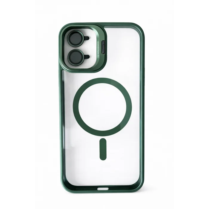 iPhone 16 Uyumlu Kılıf Klon Stantlı + Lens Korumalı MagSafe Telefon Kılıfı