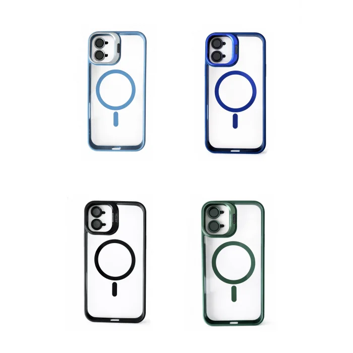 iPhone 16 Uyumlu Kılıf Klon Stantlı + Lens Korumalı MagSafe Telefon Kılıfı