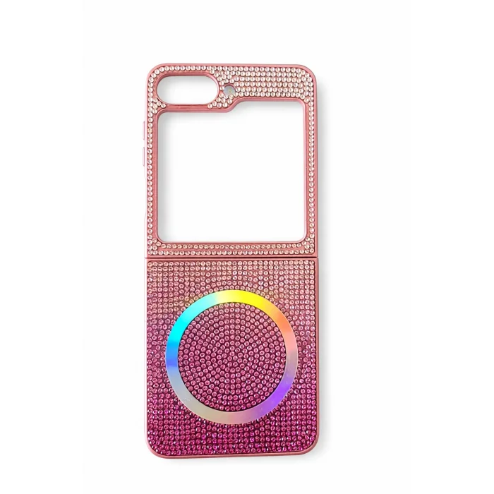 Samsung Z Flip 5 Kılıf Diamont MagSafe Hologramlı Telefon Kılıfı